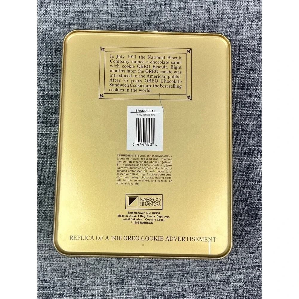 1986 Vintage Style Oreo Sandwich Cookie Tin Box National Biscuit Company Retro